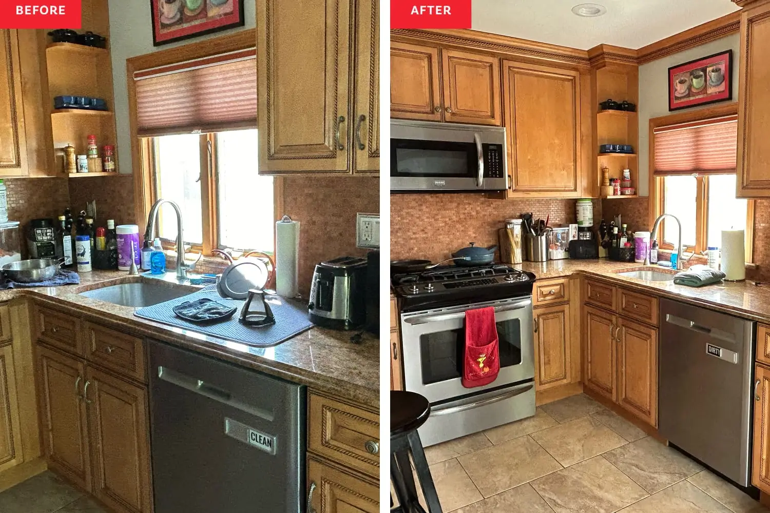 Kitchen before and after